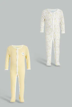 White And Yellow Elephant Romper Set (2 Piece)