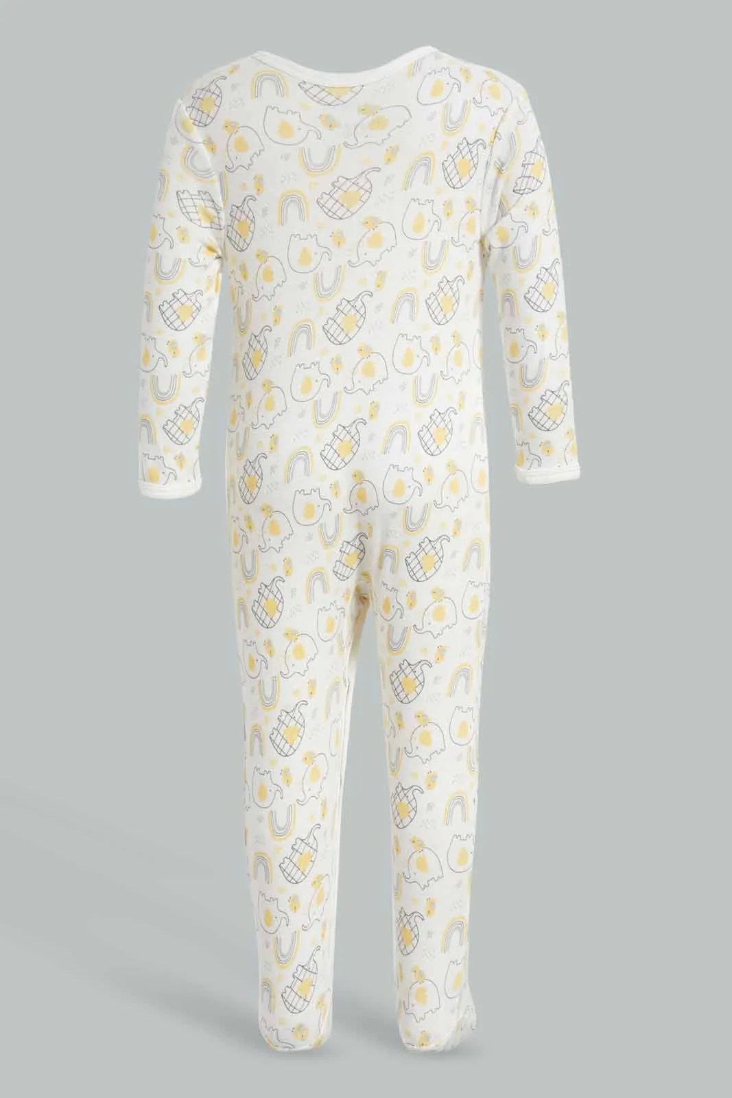 White And Yellow Elephant Romper Set (2 Piece)