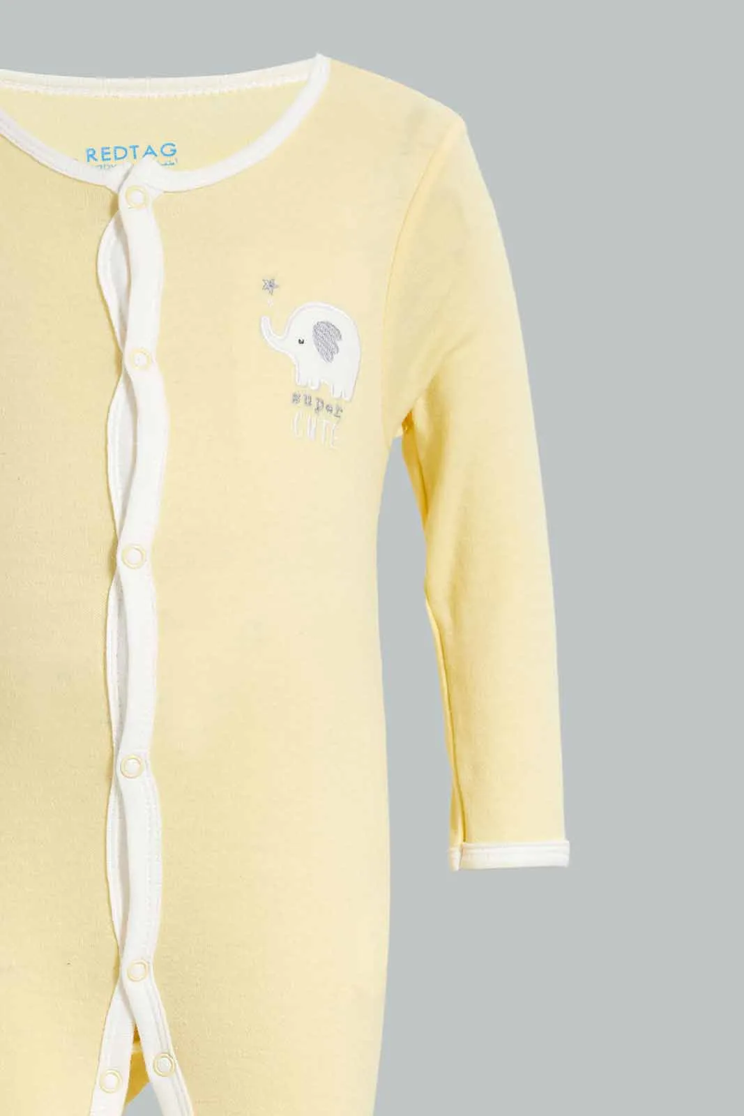White And Yellow Elephant Romper Set (2 Piece)