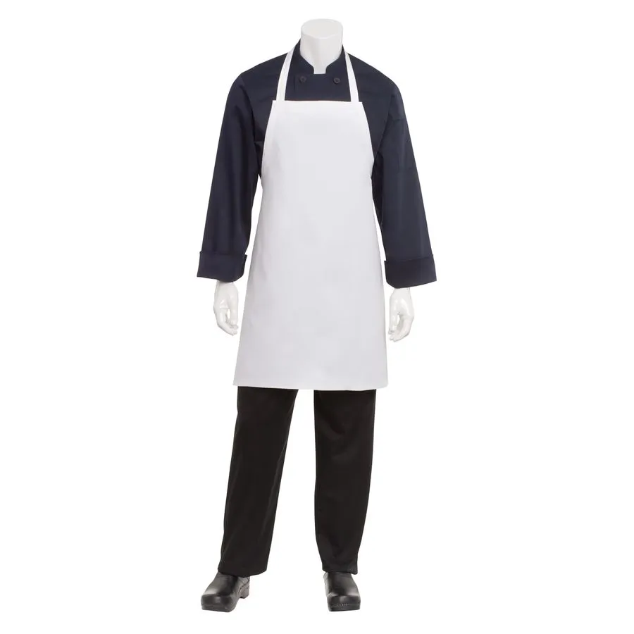 White Bib Apron No Pocket