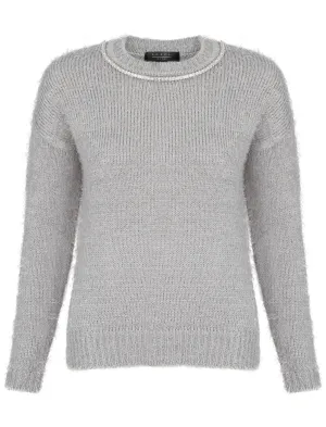 Womens Amara Reya Teasel Crew Neck Jumper in Light Grey Marl